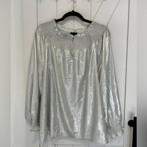 NWT Talbots Shimmering Silver Blouse 2X